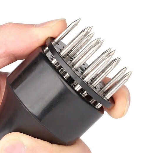 LZJV家用断筋嫩肉针猪扒鸡排鸡翅松肉针敲肉锤不锈钢牛排扎孔器猪 独立包装袋装16针黑-1个装