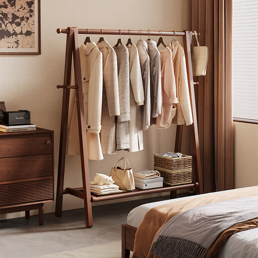 Ouyilang solid wood floor-standing coat rack bedroom household coat rack vertical simple indoor wooden clothes drying rack
