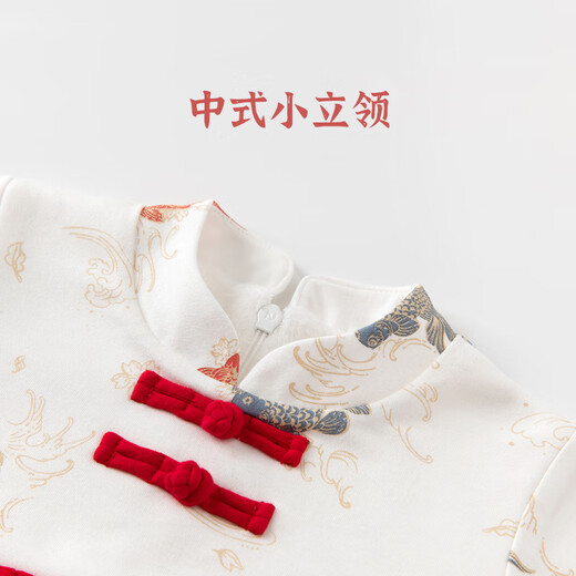 Wooden cotton baby girl velvet dress autumn and winter warm Hanfu skirt baby Chinese one-year-old dress gauze skirt princess skirt white / Ruli De Shui 90 cm