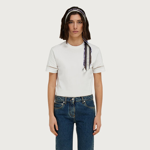 Ferragamo Women's Blue Gravure Printed Mulberry Silk Long Scarf 0785720 Gift for Girlfriend