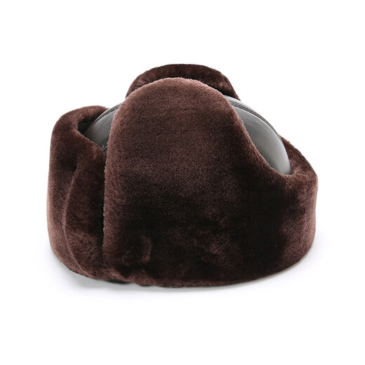 Zhuomuniao genuine leather Lei Feng hat for men, middle-aged and elderly dads to keep the old man warm from the cold Northeast old man hat grandpa cotton winter brown cowhide 2XL (59-60)