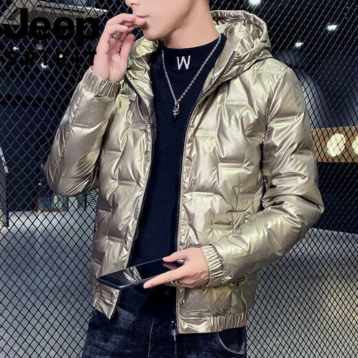 JEEP Jeep International Brand Winter Glossy Down Jacket Men's Short Warm Thickened Washable Coldproof Casual Sports Jacket 619-Black M 80-110Jin Jin equals 0.5 kg