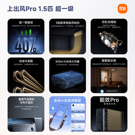 Xiaomi Mijia air conditioner, top air outlet Pro 1.5 HP, super energy efficiency, innovative top air outlet, air conditioner on-hook 35GW-OA42/M1A1(G), ten-year warranty for the whole machine