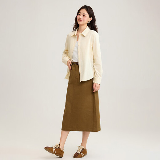 INMAN pure cotton commuting simple long-sleeved lapel shirt 2026 autumn professional versatile layered corduroy shirt for women