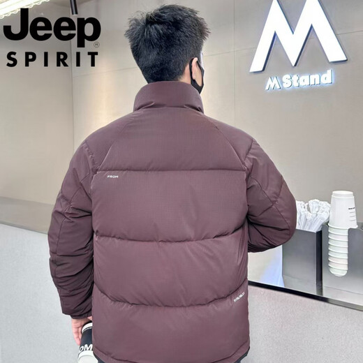 JEEP Jeep International Brand Cotton Clothes Men's 2025 Winter New High-End Stand-up Collar Casual Thickened Warm Cotton Clothes Jacket T6863# Purple XL Recommended 80-100Jin Jin equals 0.5 kg