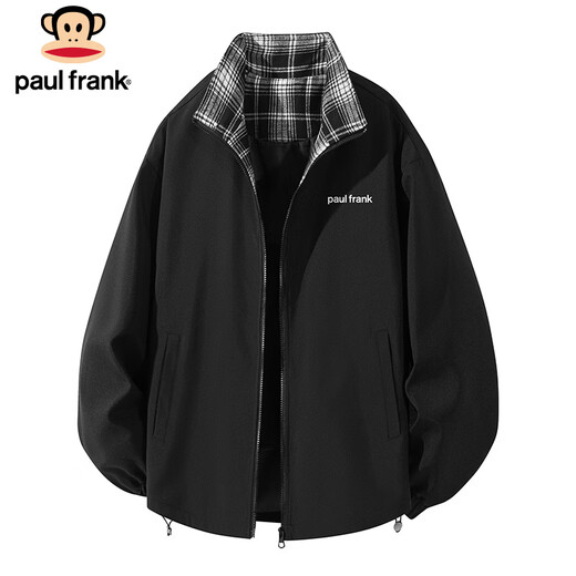 Paul Frank Jacket Men's Spring and Autumn Loose Stand Collar Bomber Jacket Men's Casual Sports Top Men's Black XL