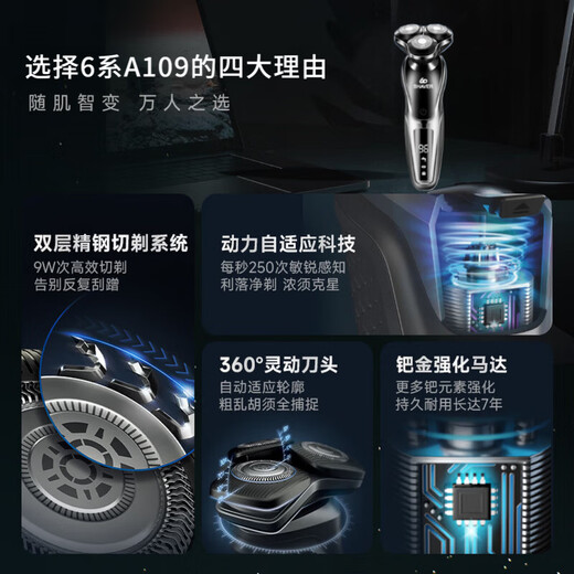 Sawang German Electric Shaver for Men 2025 New Shaver Best Selling Number One 9 Factor Display Three Heads Double Ring High Power Household Smart Washable Gift for Boyfriend and Father Wet and Dry Shaver | Suitable for Sensitive Skin Upgraded 6 Series PRO Four-in-One