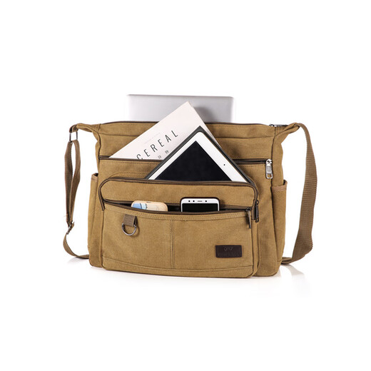 Shantou Lincun Tool Bag Electrician Men's Canvas Wear-Resistant Special Multifunctional Repair and Installation Bag Convenient Extra Large Thickened Canvas Extra Large Thick Ring Model Brown 40cm