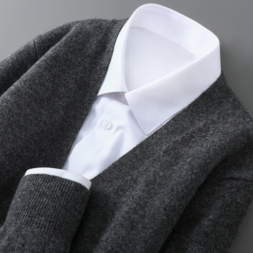 Hengyuanxiang new autumn and winter pure wool cardigan men's V-neck buttoned sweater jacket loose bottoming wool sweater floral blue 2XL