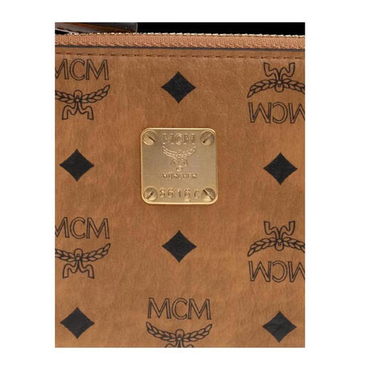MCM Women's Wallet Zipper Closure Storage Keychain Design Portable Storage Polyurethane Material Brown One Size