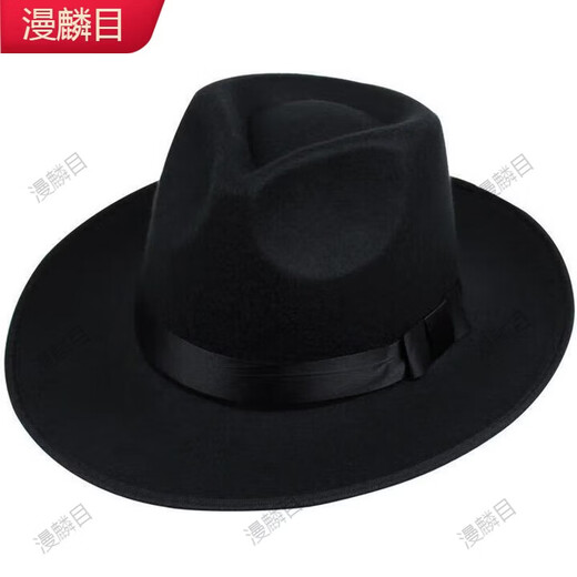 Manlin woolen top hat men's hat Republic of China retro new Shanghai beach Xu Wenqiang Huang Xiaoming's concave style jazz hat trend black