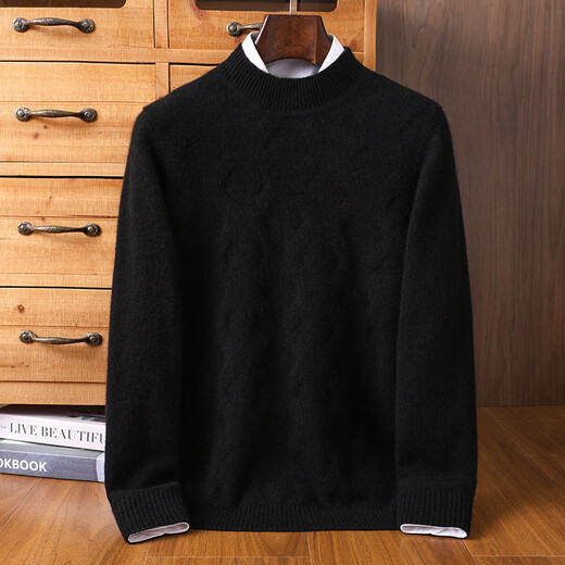Ipenta International Light Luxury Brand Wool Sweater Men's Autumn and Winter Thickened Mat Knitted Half Turtle Collar Containing Cashmere Imported Sweater Bottoming Shirt Navy S