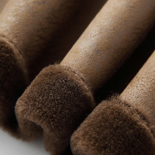 CHEVALPES international first-line brand suit collar sheep sheared double-breasted long fur coat one-piece lamb hair men's fur outer military coffee M 165