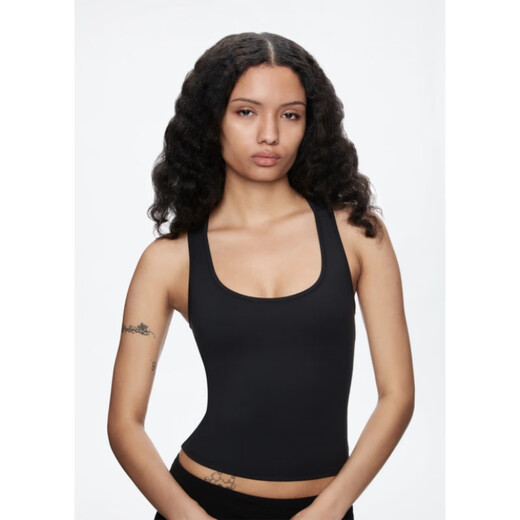 Spot tankair hot girl tight-fitting high-elastic square collar I-shaped vest for women fitness quick-drying sports short top white XS