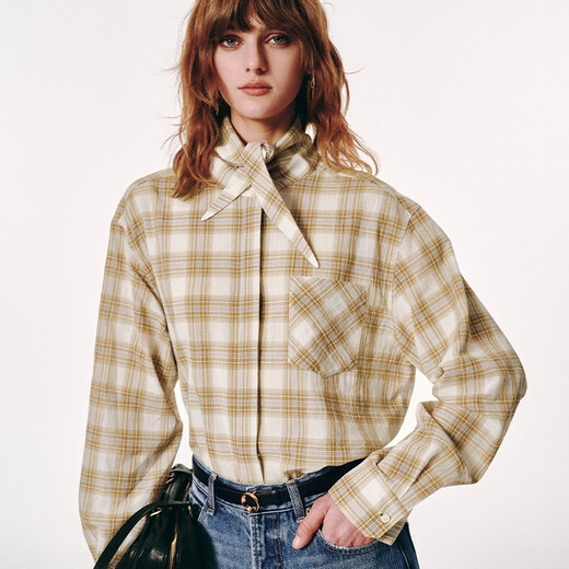 IN YASAKO Coffee Corner Reversible Plaid Swallowtail Collar Design Retro Shirt Bookstore Mika (Pre-sale) S