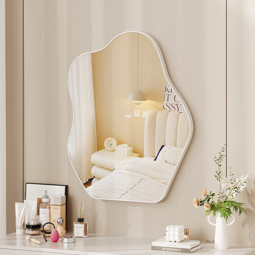 Simple cloud makeup mirror special-shaped tabletop makeup mirror bedroom student dormitory high-end light luxury desktop large mirror ultra-clear explosion-proof mirror cloud style gold 35*55 can be hung and placed 19