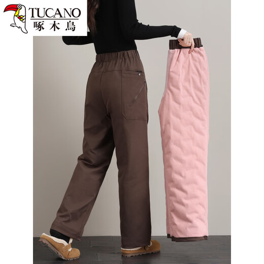 Woodpecker straight down pants women's outer wear winter 2025 new thickened brown mother's cold and windproof northeastern cotton pants for the elderly card color one size fits all 2685-95Jin Jin equals 0.5 kg