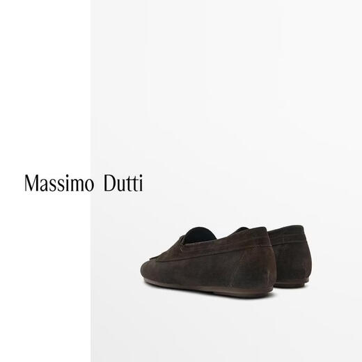 Massimo Dutti Spring New Product 2026 Women's Shoes Retro Brown Leather Loafers Boat Shoes 11520750 Brown 37 (240/85)