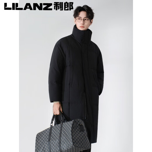 Lilang Autumn and Winter 90 White Duck Down Down Jacket Men's Medium Long 2025 New Coat Style Stand Collar Windbreaker Warm Jacket Black M