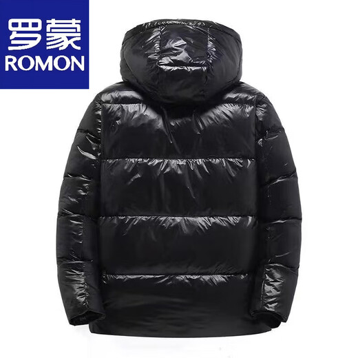 罗蒙黑金羽绒服鸭绒服2025短款面包服男女款情侣外套加厚冬季防寒 黑金短款 XL 【140-160斤】