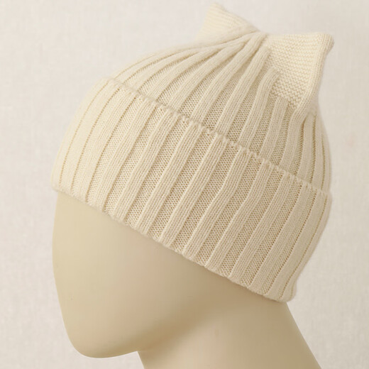 Hengyuanxiang Sheep Wool Hat Women's Autumn and Winter Niche Warm Knitted Hat Beanie Hat Cute Cat Ears This White One Size