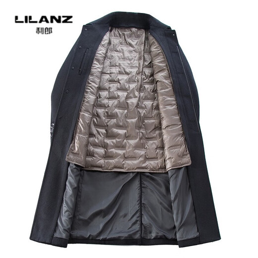 Lilan woolen coat men's mid-length autumn and winter new high-end business two-piece set down lining woolen gray 14XL (170)