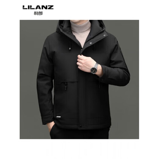 LILANZ высококачественная короткая мужская куртка на белом утином пуху с капюшоном, зимняя модная тенденция, утолщенная теплая мужская пуховая куртка темно-серого цвета 82088 14XL (190)