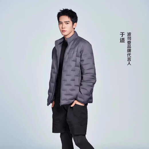 BOSIDENG Lightweight Down Jacket Men's Short 2025 Autumn and Winter New Stand Collar Goose Down Casual Warm and Coldproof Jacket Phantom Gray 8243 Striped Style _Duck Down Filling 6XL 205_120A