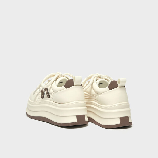 IEF/Aiyifu Casual Shoes 2025 Autumn and Winter New Fashion Niche Design Commuting Versatile Thick-soled White Shoes Rice Brown 39