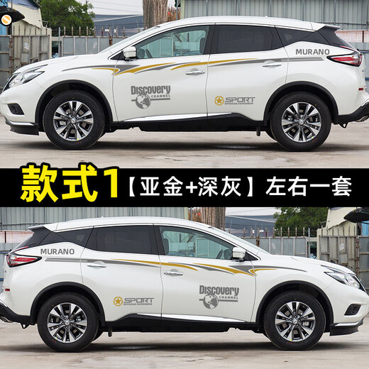 Yilu is suitable for you to use Nissan Loulan car body pull-up strip stickers Loulan car stickers modified body waistline pull-up stickers style 10 Asian gold + light gray left and right