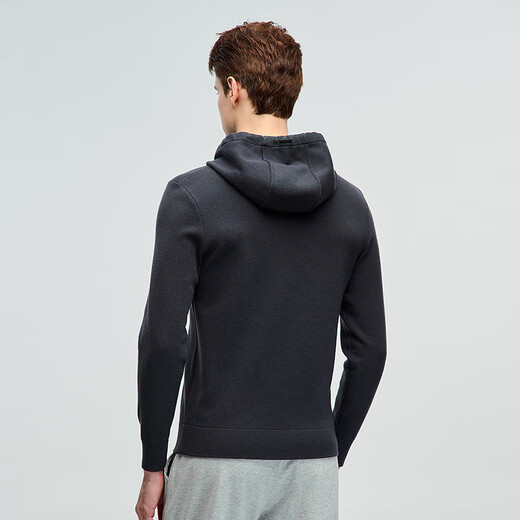 JODOLL men's 100% sheep wool comfortable and warm wool sweater fashionable casual versatile hooded sweater dark gray M 48