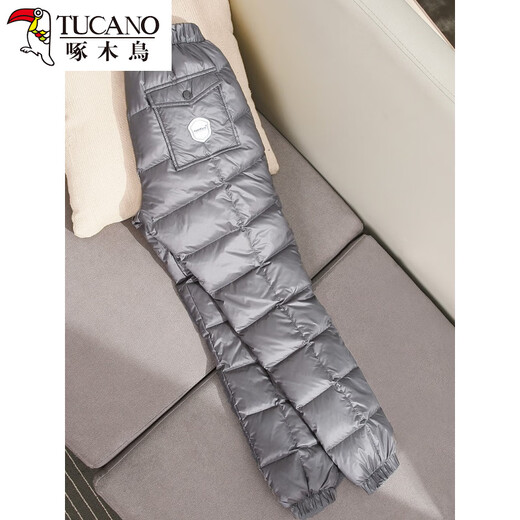 Woodpecker Winter Down Pants Women's Outerwear Thickened High Waist Women's Inner Wear White Duck Down Straight Warm Pants Cotton Pants Purple L Recommended 95-109Jin Jin is equal to 0.5kg Four-layer lock velvet technology