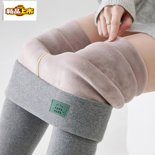 Extra thick lambswool leggings for women in winter, new style plus velvet, thickened high waist, tummy control, Northeast cold resistant warm pants, gray - regular style, baby fleece M, recommended 75-95Jin Jin is equal to 0.5kg