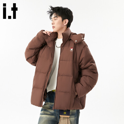 ШОКОЛАДНЫЙ it Красный Коричневый Ретро Повседневный универсальный пуховик с капюшоном Мужская зимняя холодная теплая свободная рабочая одежда Серый синий S Рекомендуется 90-105 Jin Jin равен 0,5 кг