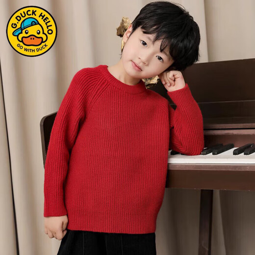 G.duck parent-child clothing 2025 new autumn and winter clothing for a family of three, mother and daughter, red family portrait photo New Year sweater, sweater 100 cm, regardless of gender