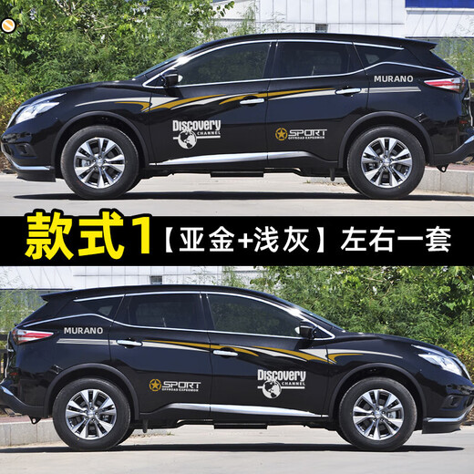 Yilu is suitable for you to use Nissan Loulan car body pull-up strip stickers Loulan car stickers modified body waistline pull-up stickers style 10 Asian gold + light gray left and right