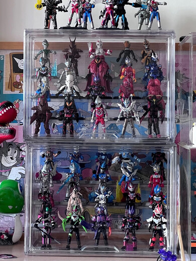 Bruco's special display box, building blocks, figures, storage box, toy display stand, acrylic transparent ladder cabinet, three layers can be enlarged, large glossy sides - stackable/