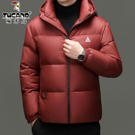 Woodpecker high-end down jacket men's jacket winter business casual fashion hooded bread coat thickened warm and cold-proof jacket RR-YR36038 black M 170/92A
