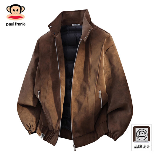 Мужской повседневный пуховик Paul Frank в японском стиле ретро, зима 2025, новинка 2025 года, свободный удобный модный модный бренд универсальный модный топ коричневый 90% белый утиный пух 4XL рекомендуется 185-220Jin Jin равен 0,5 кг