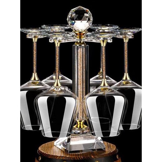 Goli Creative Crystal Glass Gold Foil Red Wine Glass Diamond Wine Glass Burgundy Goblet Wine Set 6 white diamond 600ml red wine glasses + U-shaped decanter + cup holder