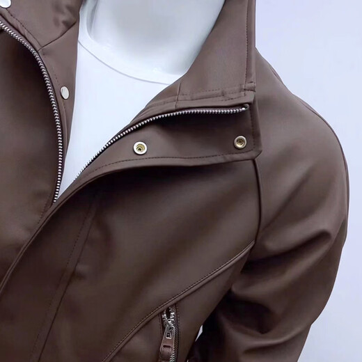 Playboy Korean version stand-up collar trendy brand handsome men's PU leather jacket slim and versatile autumn and winter youth Douyin fashion leather jacket black S weight (95-110) Jin Jin is equal to 0.5 kg