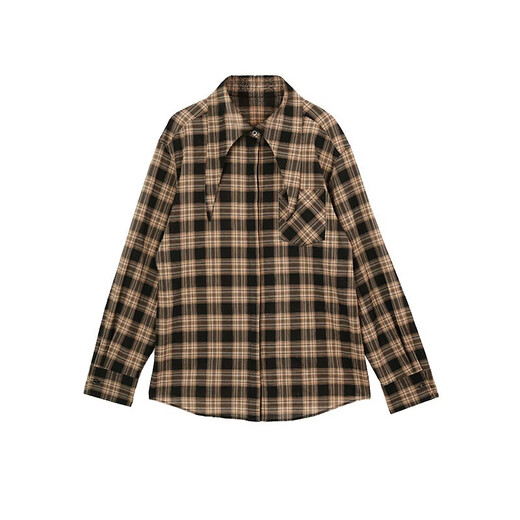 IN YASAKO Coffee Corner Reversible Plaid Swallowtail Collar Design Retro Shirt Bookstore Mika (Pre-sale) S