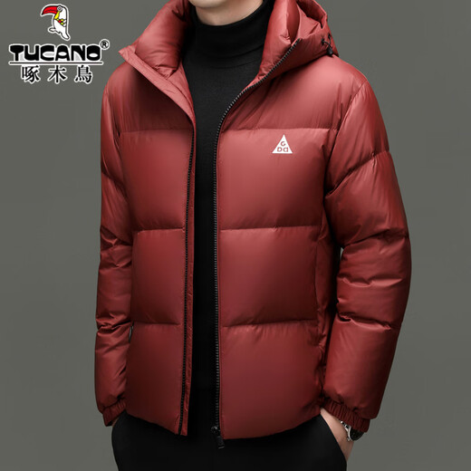 Woodpecker high-end down jacket men's jacket winter business casual fashion hooded bread coat thickened warm and cold-proof jacket RR-YR36038 black M 170/92A