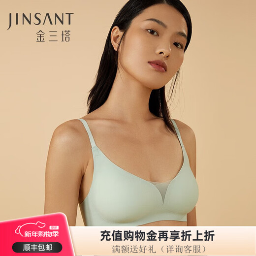Jinsanta Underwear Women's Silk Smooth Seamless Wire-Free Push-Up Bra NZFCA311 Oasis Ice Spring Color 9720 L