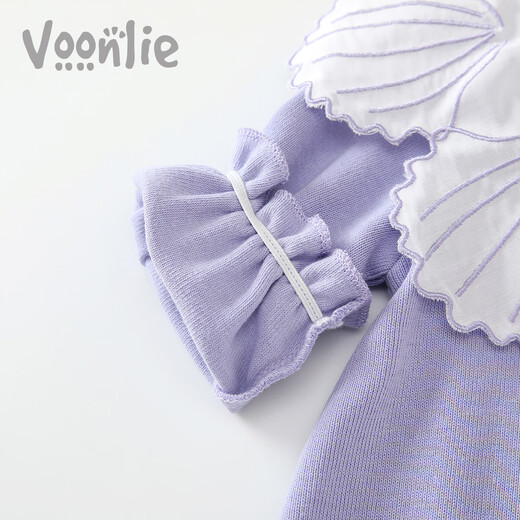 Fanhunting baby clothes spring newborn baby girl onesie full moon hundred days princess outing clothes spring and autumn purple 66cm