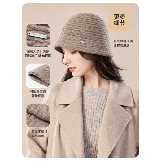 JIUMU Pure Fisherman Hat Women's Autumn and Winter Warm and Versatile Ear Protection Showing Face Small Bucket Hat Mother Basin Hat Purple Velvet Color One Size-58cm