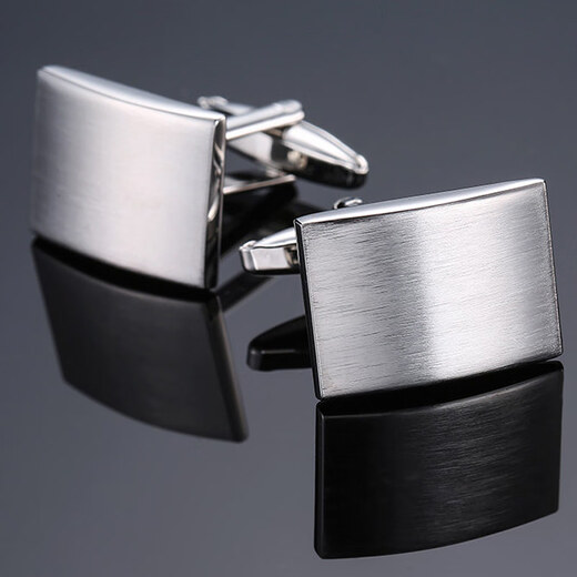 Fat Donglai same style cufflinks men's laser metal French shirt glossy plaid copper material rust-free button sleeves silver simple style