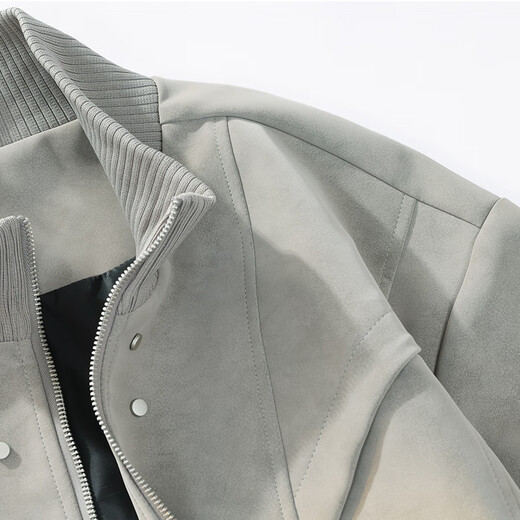 New Zollen pu leather jacket for men in autumn new men's imitation leather jacket with baseball collar leather jacket trendy brand large size men's top navy blue L