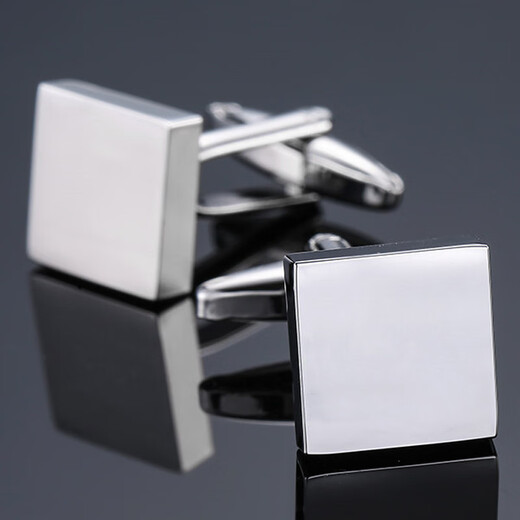 Fat Donglai same style cufflinks men's laser metal French shirt glossy plaid copper material rust-free button sleeves silver simple style