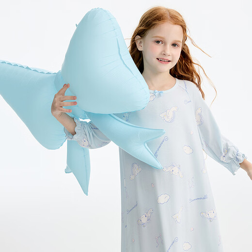 AIMER KIDS Girls' Breast Antibacterial Three Quarter Sleeve Nightgown Big Eared Dog Cartoon IP Co-branded Big Eared Dog Good Night 90 (19-28Jin Jin is equal to 0.5kg)